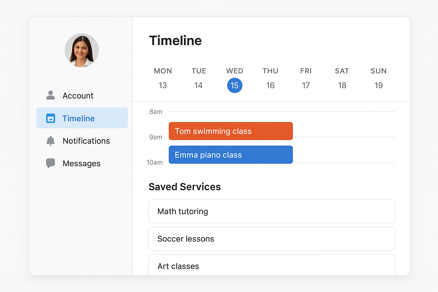 Kideloa dashboard preview: schedule and progress